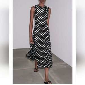 Zara COLLECTION SLEEVELESS MIDI Dot DRESS (S)